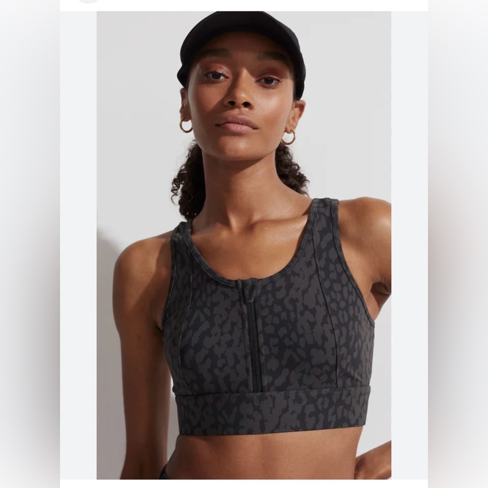 Varley Zip Sports Bra in Black Python Sz XS